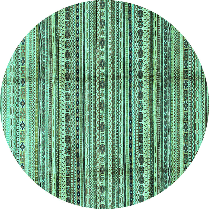Round Machine Washable Abstract Turquoise Modern Area Rugs, wshabs3330turq