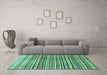 Machine Washable Abstract Turquoise Modern Area Rugs in a Living Room,, wshabs3330turq