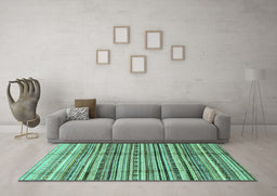 Machine Washable Abstract Turquoise Modern Area Rugs in a Living Room,, wshabs3330turq