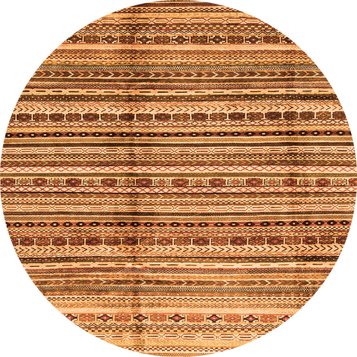 Round Machine Washable Abstract Orange Modern Area Rugs, wshabs3330org