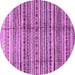 Round Machine Washable Abstract Purple Modern Area Rugs, wshabs3330pur