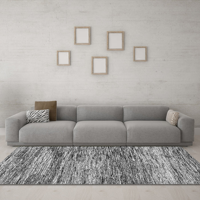 Machine Washable Abstract Gray Modern Rug in a Living Room,, wshabs3331gry