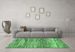 Machine Washable Abstract Emerald Green Modern Area Rugs in a Living Room,, wshabs3331emgrn