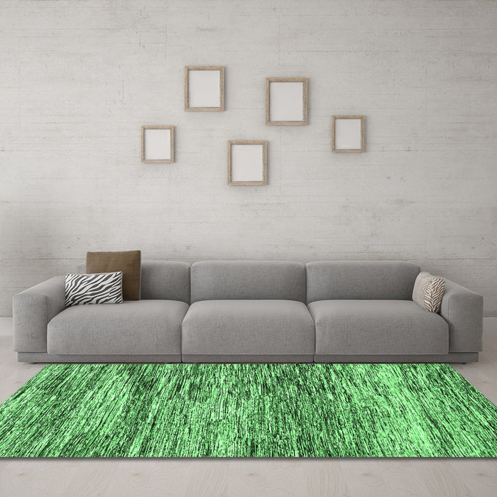Machine Washable Abstract Emerald Green Modern Area Rugs in a Living Room,, wshabs3331emgrn