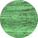 Round Abstract Emerald Green Modern Rug, abs3331emgrn