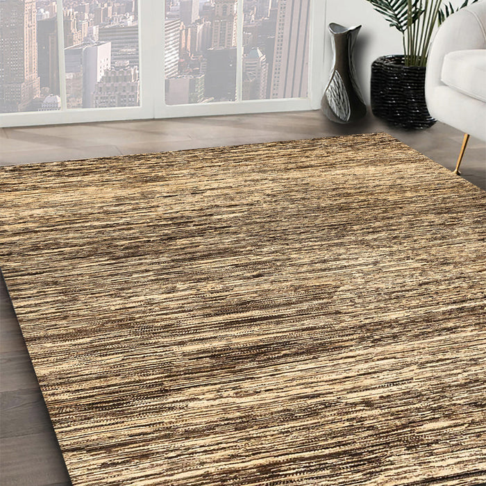 Abstract Saddle Brown Modern Rug in Family Room, abs3331