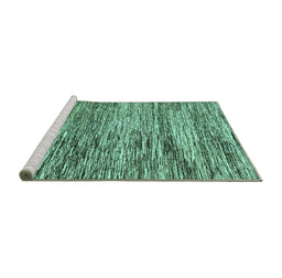 Sideview of Machine Washable Abstract Turquoise Modern Area Rugs, wshabs3331turq