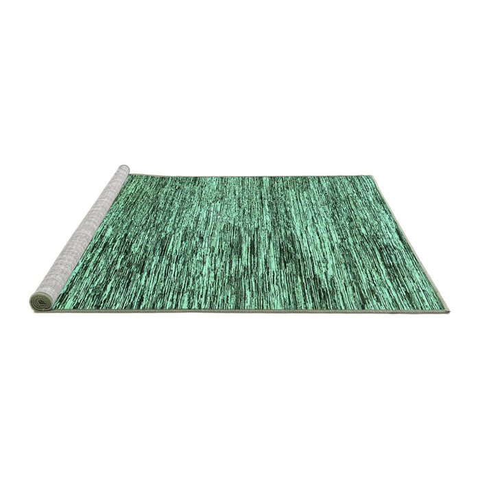 Sideview of Machine Washable Abstract Turquoise Modern Area Rugs, wshabs3331turq