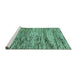 Sideview of Machine Washable Abstract Turquoise Modern Area Rugs, wshabs3331turq