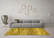 Machine Washable Abstract Yellow Modern Rug in a Living Room, wshabs3331yw