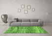 Machine Washable Abstract Green Modern Area Rugs in a Living Room,, wshabs3331grn