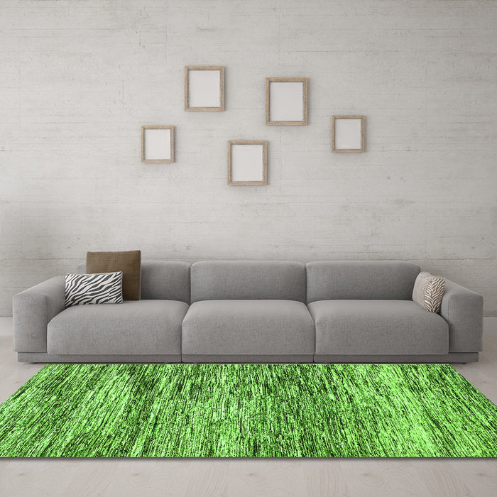 Machine Washable Abstract Green Modern Area Rugs in a Living Room,, wshabs3331grn