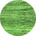 Round Machine Washable Abstract Green Modern Area Rugs, wshabs3331grn