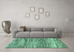 Machine Washable Abstract Turquoise Modern Area Rugs in a Living Room,, wshabs3331turq