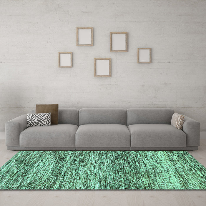 Machine Washable Abstract Turquoise Modern Area Rugs in a Living Room,, wshabs3331turq