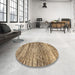 Round Abstract Saddle Brown Modern Rug in a Office, abs3331