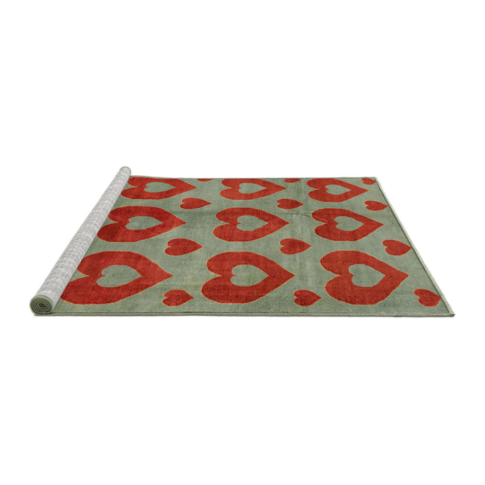 Sideview of Machine Washable Abstract Green Rug, wshabs3332
