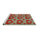 Sideview of Machine Washable Abstract Green Rug, wshabs3332