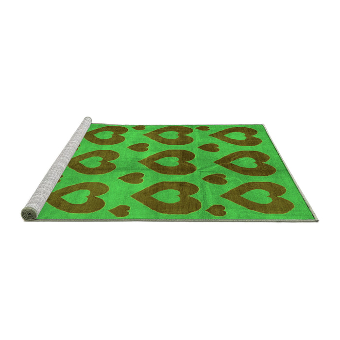 Sideview of Machine Washable Abstract Green Modern Area Rugs, wshabs3332grn