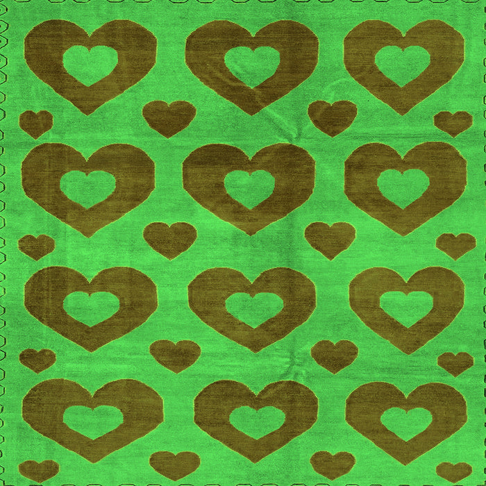 Square Machine Washable Abstract Green Modern Area Rugs, wshabs3332grn