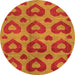 Round Machine Washable Abstract Orange Modern Area Rugs, wshabs3332org