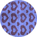 Round Machine Washable Abstract Blue Modern Rug, wshabs3332blu