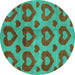 Round Abstract Turquoise Modern Rug, abs3332turq