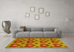 Machine Washable Abstract Yellow Modern Rug in a Living Room, wshabs3332yw