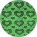 Round Machine Washable Abstract Emerald Green Modern Area Rugs, wshabs3332emgrn