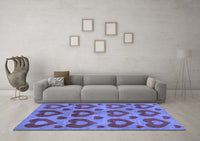 Machine Washable Abstract Blue Modern Rug, wshabs3332blu