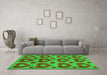 Machine Washable Abstract Green Modern Area Rugs in a Living Room,, wshabs3332grn