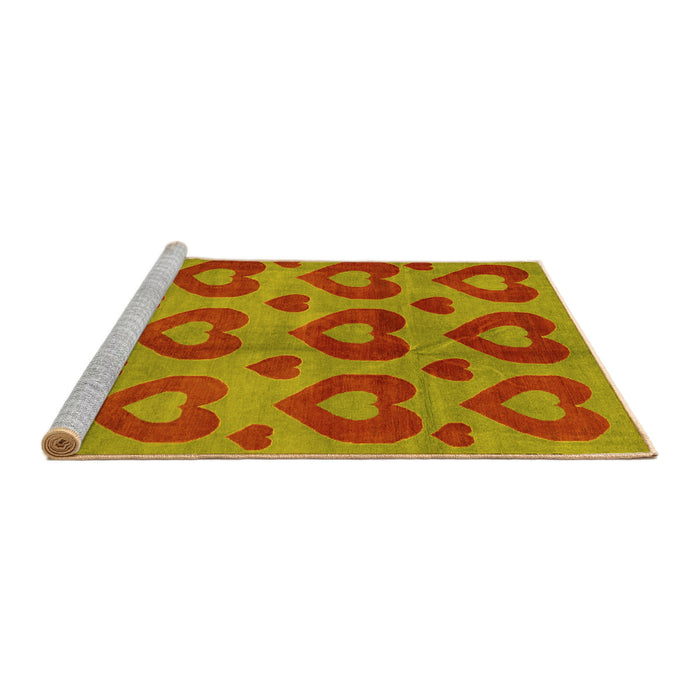 Sideview of Machine Washable Abstract Yellow Modern Rug, wshabs3332yw