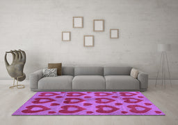 Machine Washable Abstract Purple Modern Area Rugs in a Living Room, wshabs3332pur