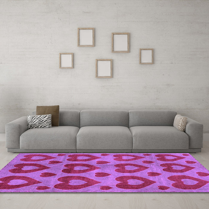 Machine Washable Abstract Purple Modern Area Rugs in a Living Room, wshabs3332pur