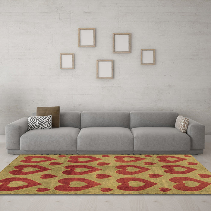 Machine Washable Abstract Brown Modern Rug in a Living Room,, wshabs3332brn