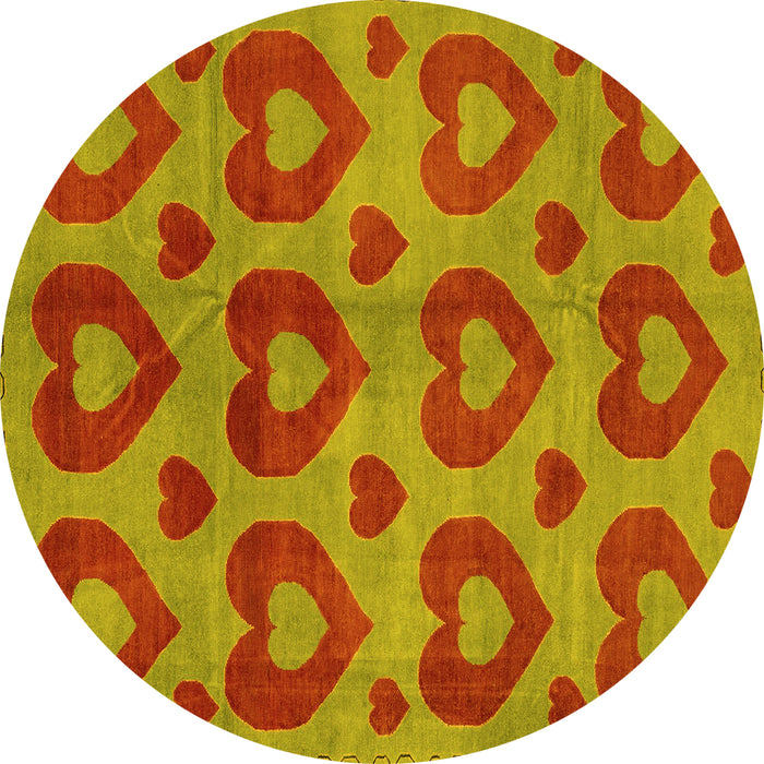 Round Machine Washable Abstract Yellow Modern Rug, wshabs3332yw