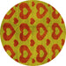 Round Machine Washable Abstract Yellow Modern Rug, wshabs3332yw