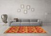 Machine Washable Abstract Orange Modern Area Rugs in a Living Room, wshabs3332org