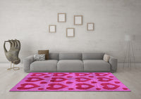 Machine Washable Abstract Pink Modern Rug, wshabs3332pnk