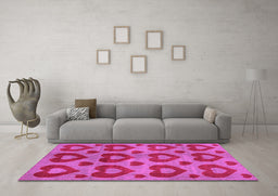 Machine Washable Abstract Pink Modern Rug in a Living Room, wshabs3332pnk