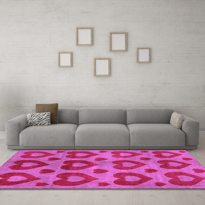 Machine Washable Abstract Pink Modern Rug in a Living Room, wshabs3332pnk