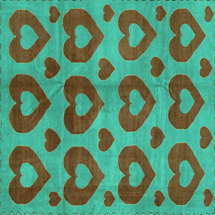 Square Abstract Turquoise Modern Rug, abs3332turq