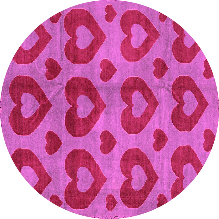 Round Machine Washable Abstract Pink Modern Rug, wshabs3332pnk