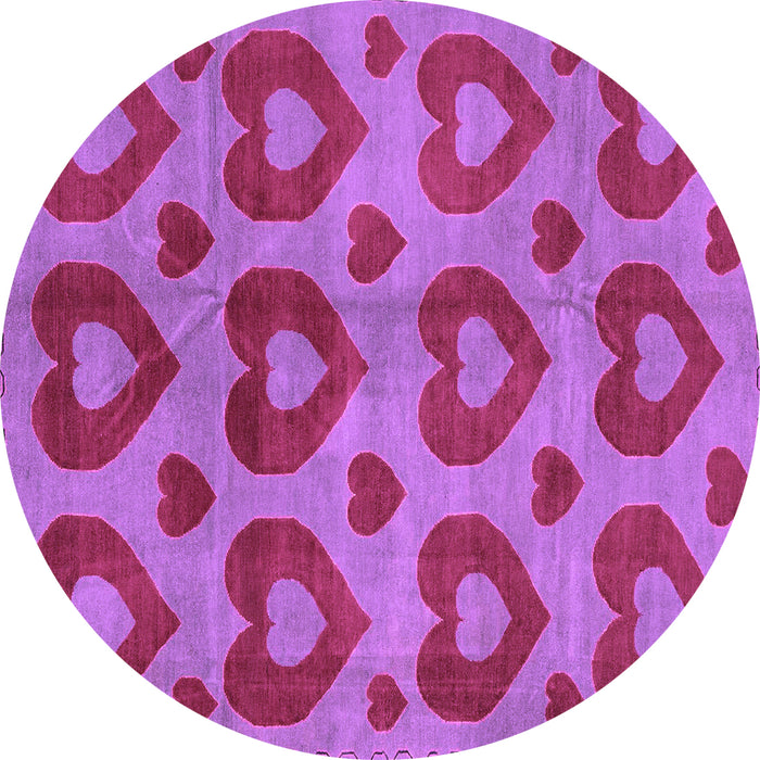 Round Machine Washable Abstract Purple Modern Area Rugs, wshabs3332pur