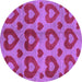 Round Machine Washable Abstract Purple Modern Area Rugs, wshabs3332pur