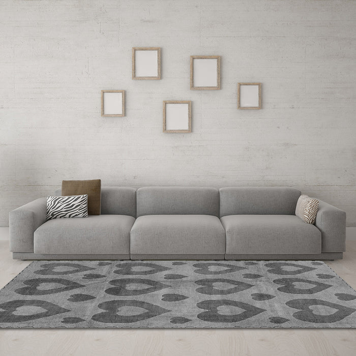 Machine Washable Abstract Gray Modern Rug in a Living Room,, wshabs3332gry