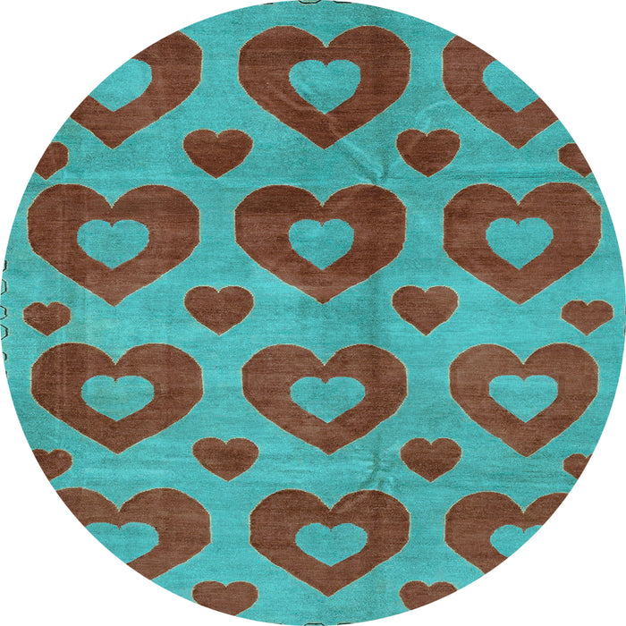 Round Machine Washable Abstract Light Blue Modern Rug, wshabs3332lblu