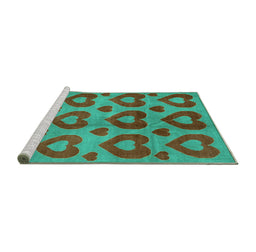 Sideview of Machine Washable Abstract Turquoise Modern Area Rugs, wshabs3332turq