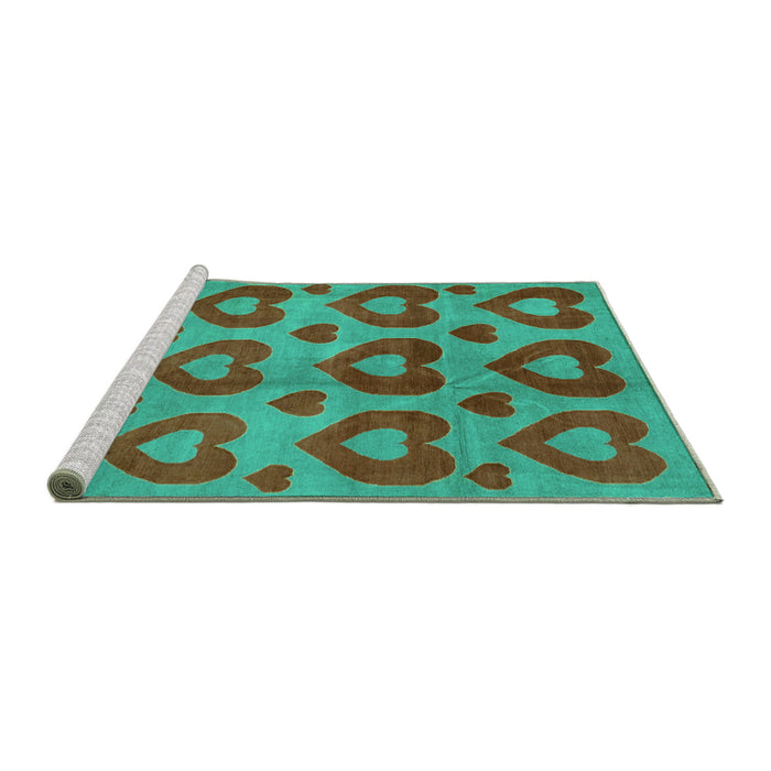 Sideview of Machine Washable Abstract Turquoise Modern Area Rugs, wshabs3332turq