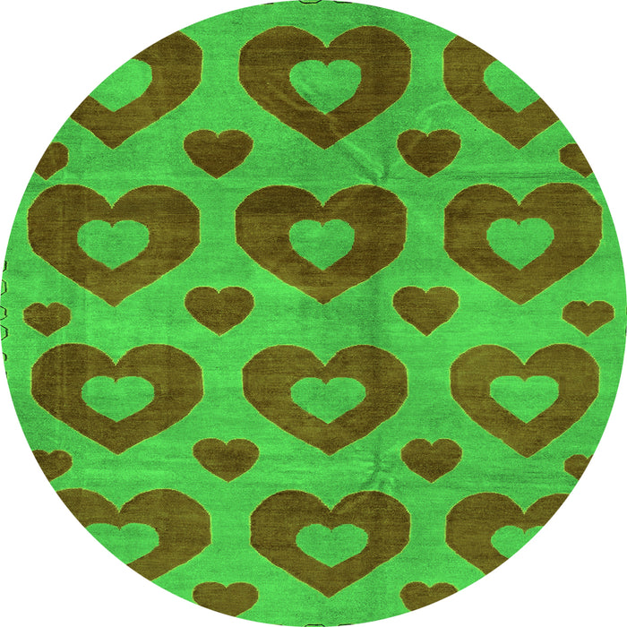Round Machine Washable Abstract Green Modern Area Rugs, wshabs3332grn